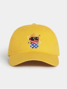 Madhappy Nouns Dad Hat Yellow Embroidered Pixel Character Baseball Cap NWT